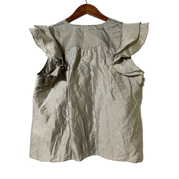 Club Monaco Sage Ruffle Sleeve V-Neck Button Top Large NWT Feminine & Chic - Picture 7 of 10